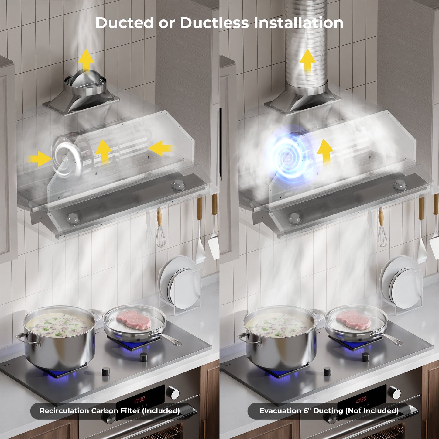 900 CFM Convertible Insert Range Hood with Remote,Touch Control LCD,Long-term Warranty in Stainless Steel