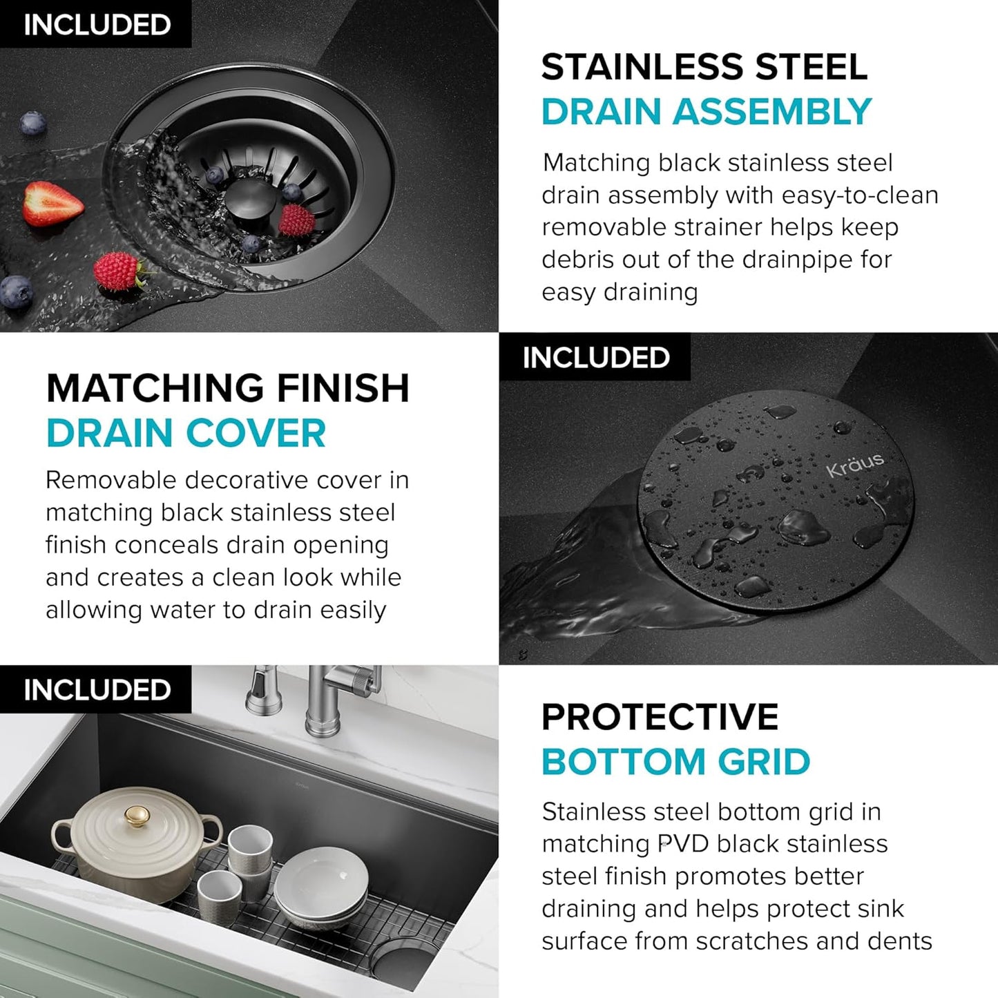 Paredi KWU110-27/PGM Workstation Undermount 16 Gauge Black Stainless Steel Single Bowl Kitchen Sink in PVD Gunmetal Finish with Accessories