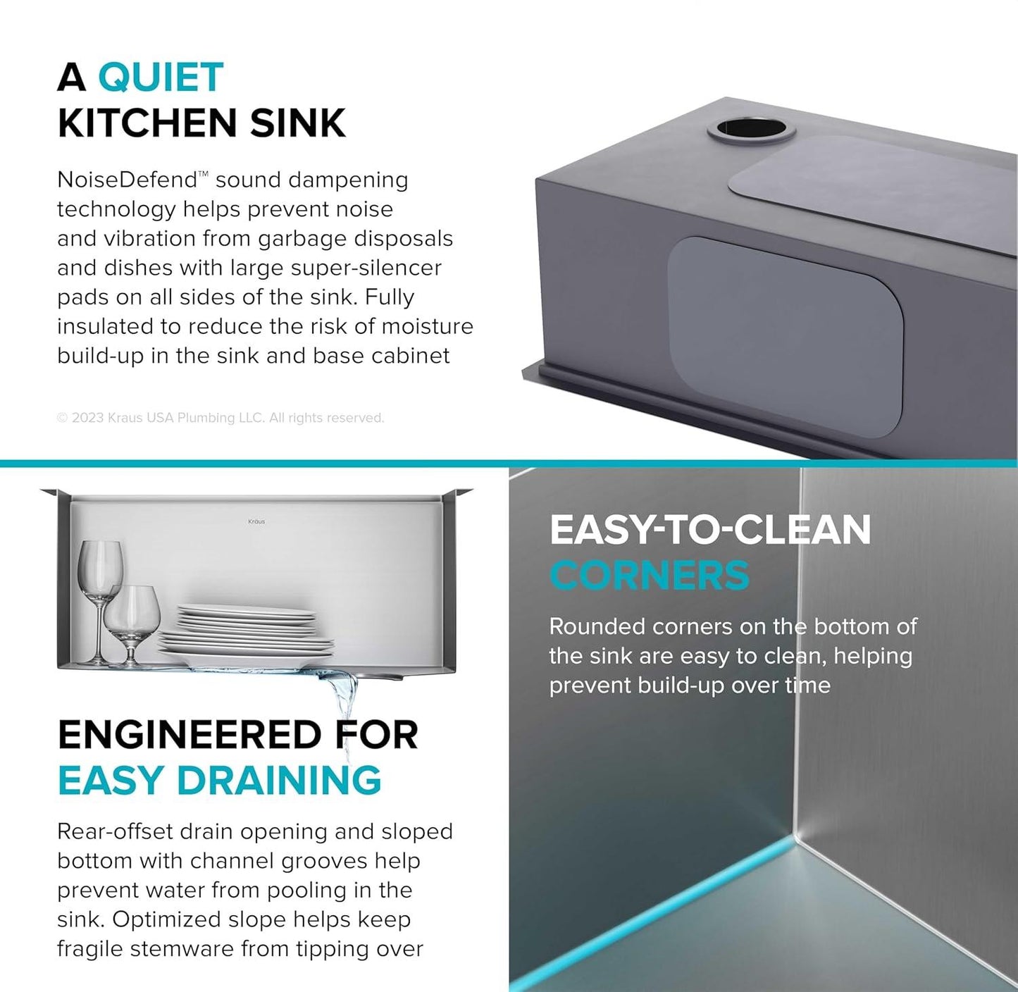 Paredi KWU111-23 Undermount Workstation 16 Gauge Single Bowl Stainless Steel Kitchen Sink with Accessories