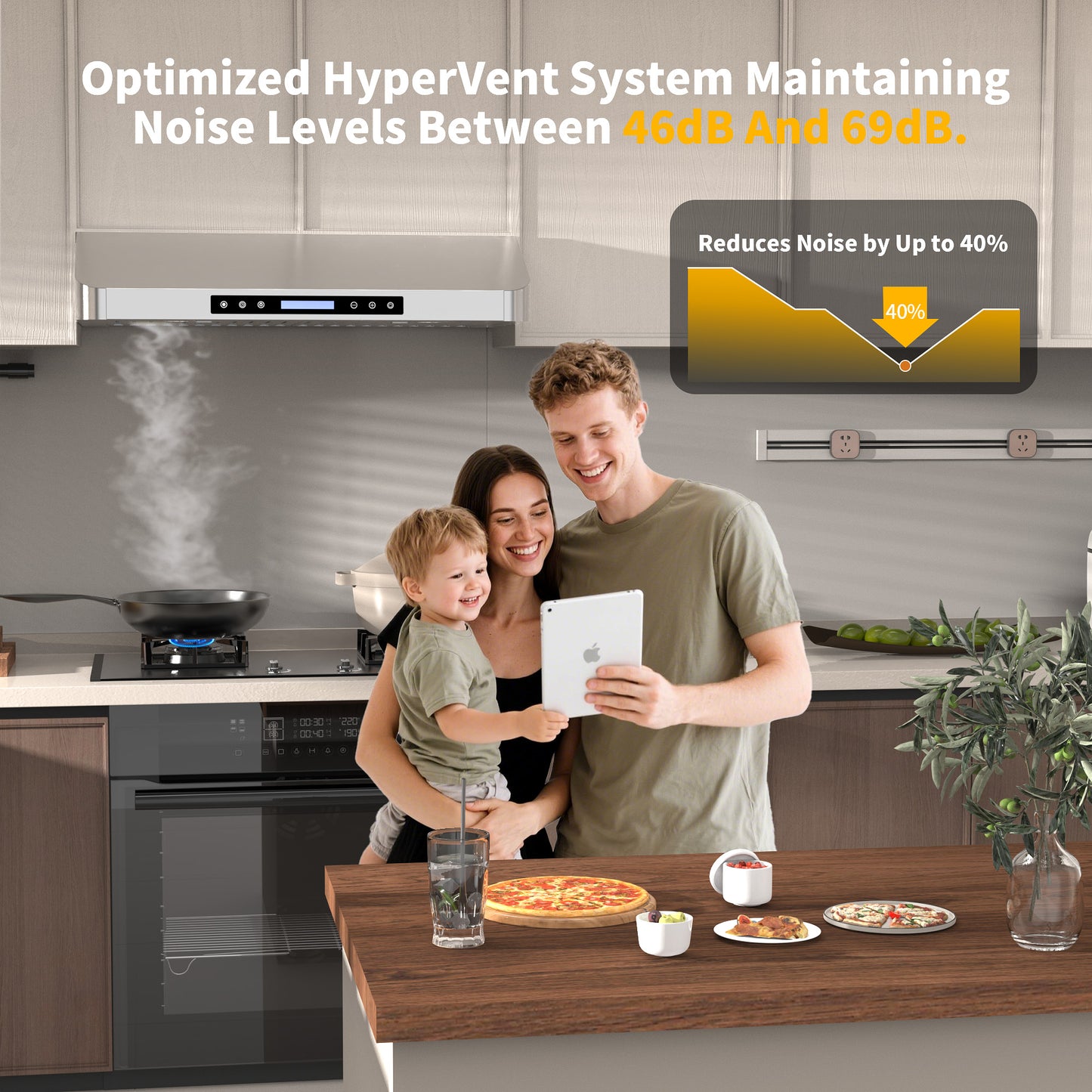 900 CFM Under Cabinet Range Hood with Remote,Touch Control LCD,Low Noise,Long-term Warranty in Stainless Steel