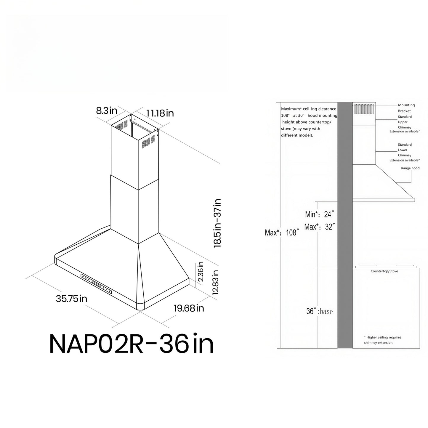 900 CFM Convertible Wall Mount Range Hood with Remote,Touch Control LCD,Long-term Warranty in Stainless Steel