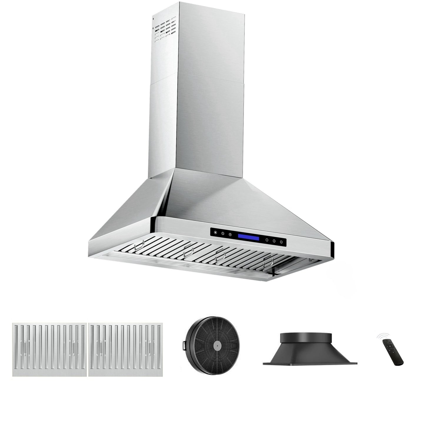 900 CFM Convertible Wall Mount Range Hood with Remote,Touch Control LCD,Long-term Warranty in Stainless Steel
