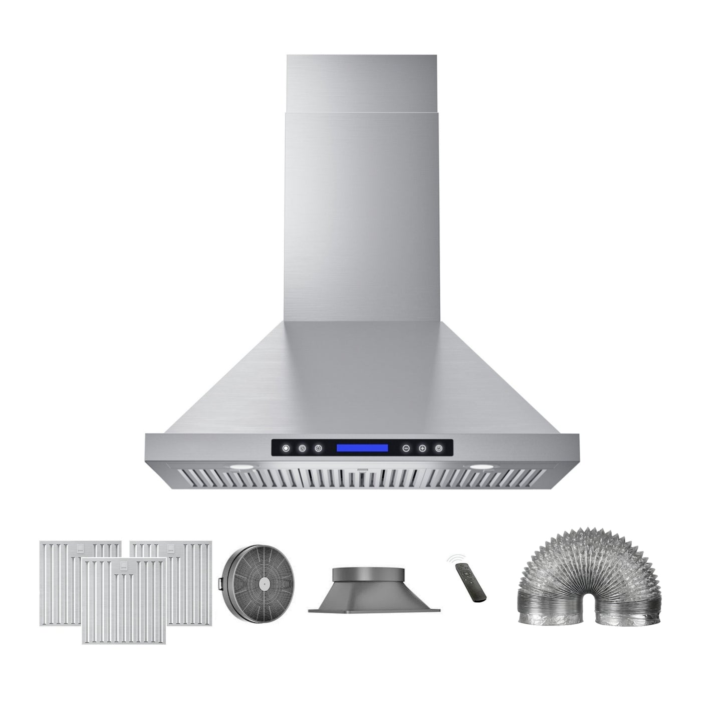 900 CFM Convertible Wall Mount Range Hood with Remote,Touch Control LCD,Long-term Warranty in Stainless Steel