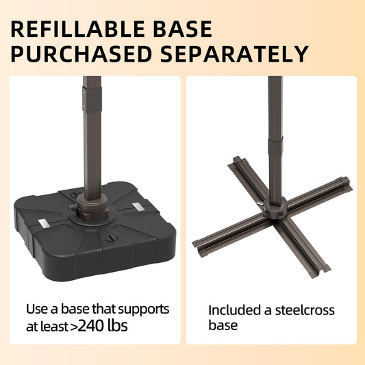 Aynova 10x13FT Cantilever Outdoor Patio Umbrellas, Double Top Large Rectangle Umbrella, Heavy Duty 360° Rotation Offset Outdoor Sun Shade Umbrella for Garden Deck Pool Backyard Patio, Beige