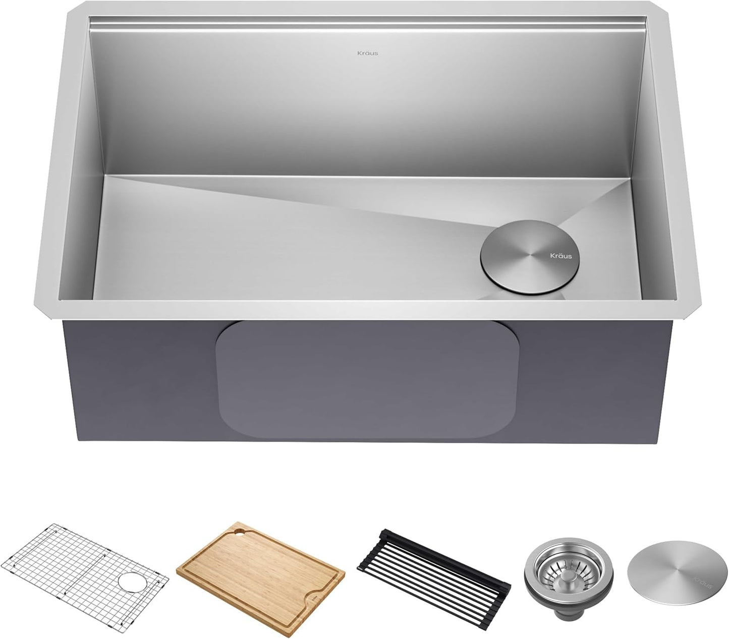 Paredi KWU110-36 Undermount Workstation 16 Gauge Single Bowl Stainless Steel Kitchen Sink with Accessories
