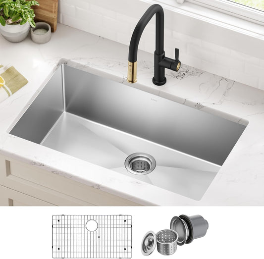 Paredi KHU100-27 Standart PRO 16 Gauge Undermount Single Bowl Stainless Steel Kitchen Sink
