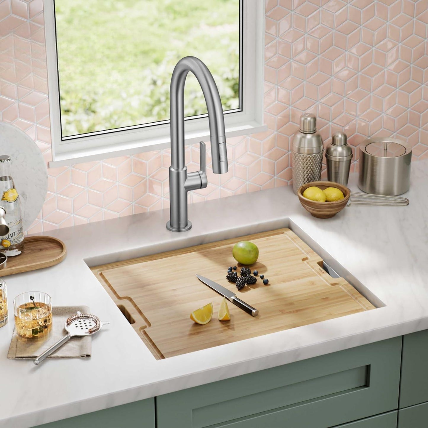 Paredi KWU111-21 Undermount Workstation 16 Gauge Single Bowl Stainless Steel Kitchen Sink with Accessories