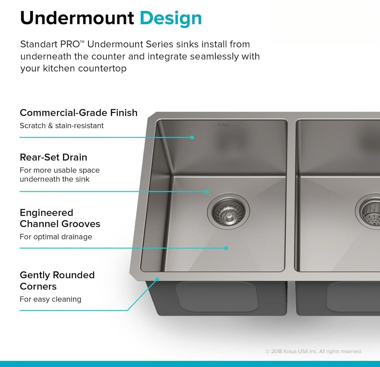 Paredi KHU104-33 Standart Pro 33 -inch Undermount 60/40 Double Bowl 16 Gauge Stainless Steel Kitchen Sink