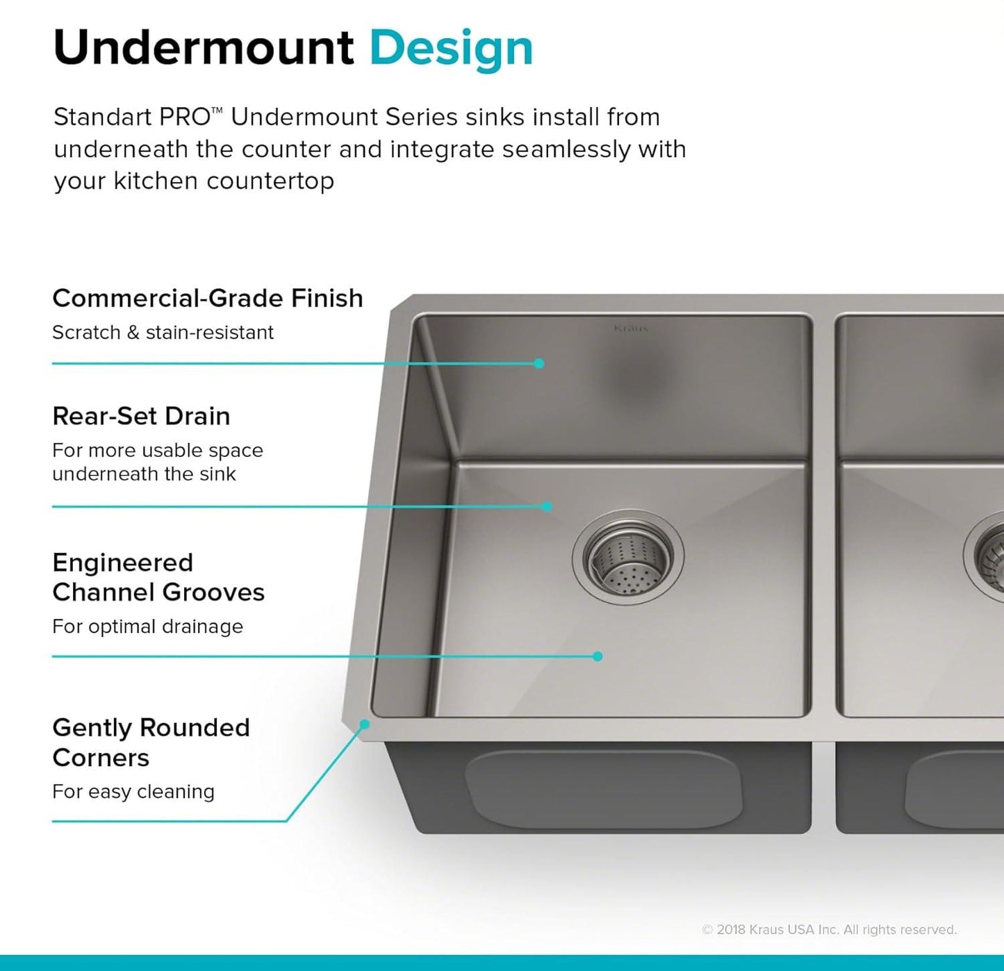 Paredi KHU102-33 Standart Pro 33 -inch Undermount 50/50 Double Bowl 16 Gauge Stainless Steel Kitchen Sink