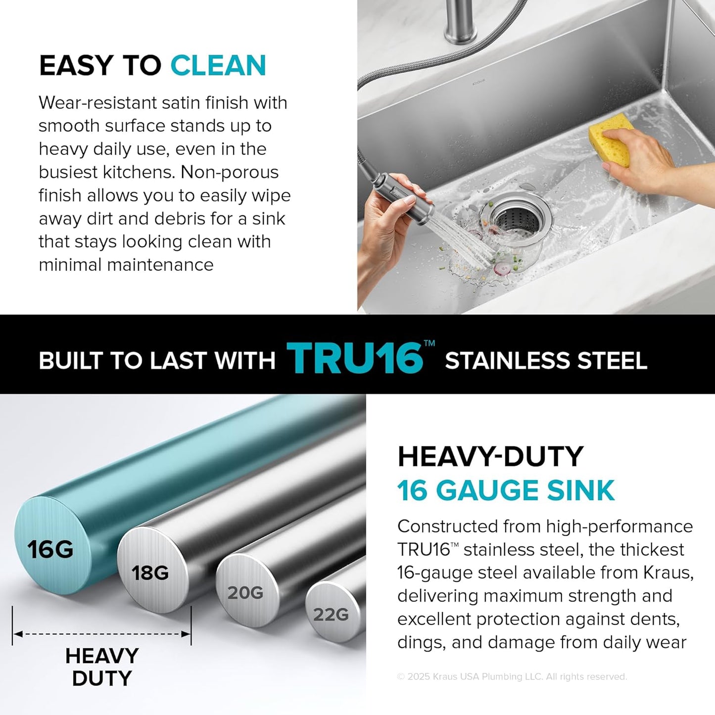 Paredi KHU100-30 Standart PRO 16 Gauge Undermount Single Bowl Stainless Steel Kitchen Sink
