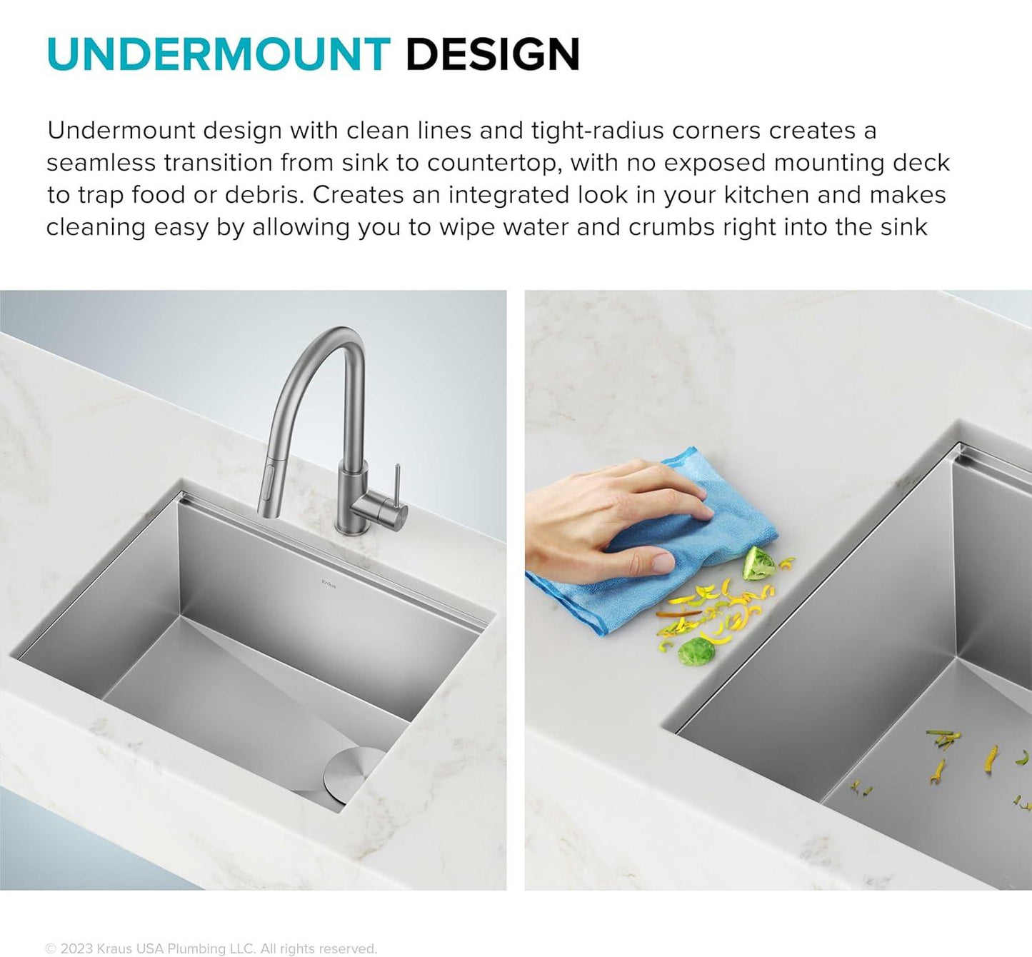 Paredi KWU111-21 Undermount Workstation 16 Gauge Single Bowl Stainless Steel Kitchen Sink with Accessories