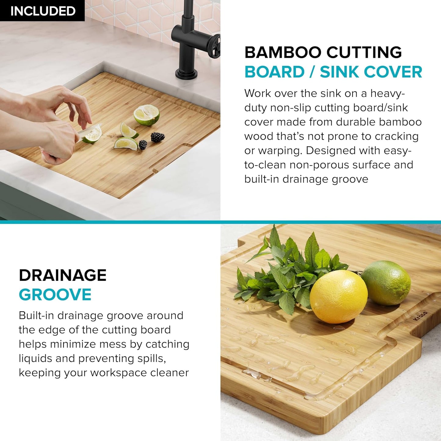 Paredi KWU111-17 Undermount Workstation 16 Gauge Single Bowl Stainless Steel Bar Kitchen Sink with Accessories