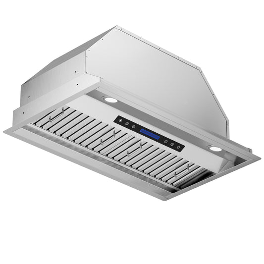 900 CFM Convertible Insert Range Hood with Remote,Touch Control LCD,Long-term Warranty in Stainless Steel