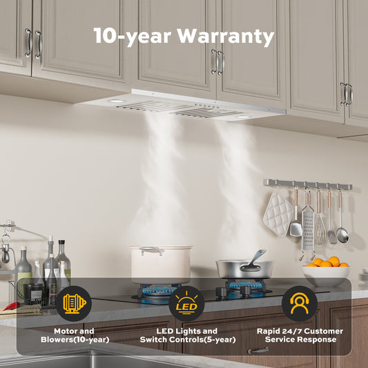 900 CFM Convertible Insert Range Hood with 4-Speed Control,Low Noise,Long-term Warranty,Lights in Stainless Steel