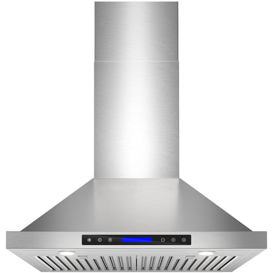 900 CFM Convertible Wall Mount Range Hood with Remote,Touch Control LCD,Long-term Warranty in Stainless Steel