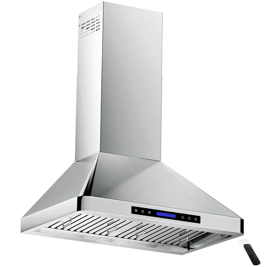 900 CFM Convertible Wall Mount Range Hood with Remote,Touch Control LCD,Long-term Warranty in Stainless Steel
