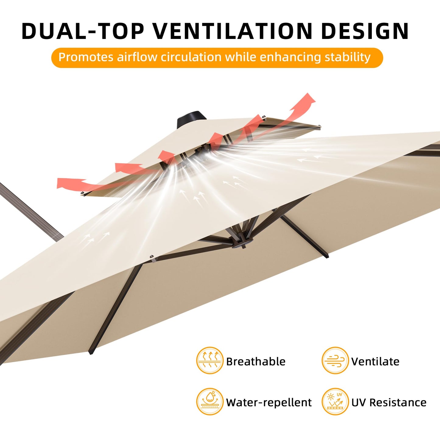Aynova 10x13FT Cantilever Outdoor Patio Umbrellas, Double Top Large Rectangle Umbrella, Heavy Duty 360° Rotation Offset Outdoor Sun Shade Umbrella for Garden Deck Pool Backyard Patio, Beige
